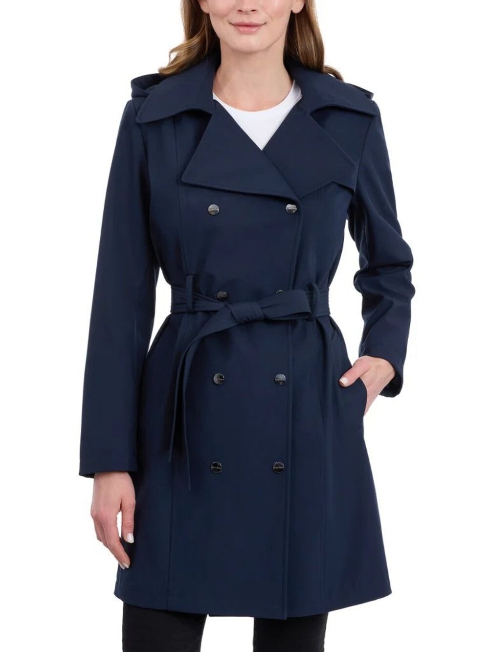 Calvin Klein Women's Hooded Trench‎ Coat